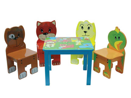 Conjunto mesa con sillas infantiles animales - Mobiliario infantil